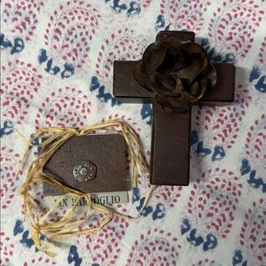 Jan Barboglio Brown Kingdom Floral Cross